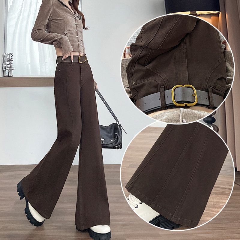 复古双侧拼接鱼骨线设计感加绒牛仔裤女冬加厚新款阔腿大喇叭裤子,女装/女士精品,牛仔裤,淘宝优惠券,粉丝福利购,淘宝优惠卷