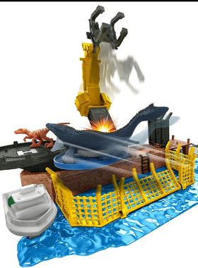 美泰 恐龙世界新霸主 迷你人偶互动套装 疯狂大闹！沧龙HFF11