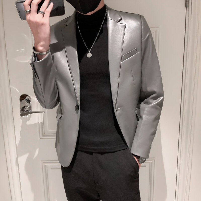 秋冬社会小伙皮衣夹克西装单西修身西服A236-XZ-159-P130控168,男装夹克,电商A236
