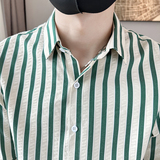夏季轻熟店主小伙条纹修身休闲短袖衬衫男衬衣A236-A41-P55-控88，男装T恤，电商A236