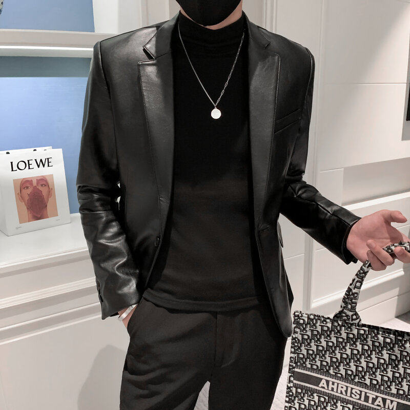 秋冬社会小伙皮衣夹克西装单西修身西服A236-XZ-159-P130控168,男装夹克,电商A236