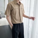 夏季短袖套头提花垂感纯色轻熟风英伦宽松版衬衫.A236-C057-P45，男装T恤，电商A236