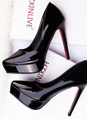 2025新款不累脚秋12cm尖头高跟鞋细跟单鞋性感防水台夜场黑色10cm