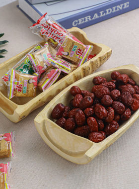 竹制品竹根干果盘日式糖果盒创意桌面零食收纳盒分格茶点盘坚果盒