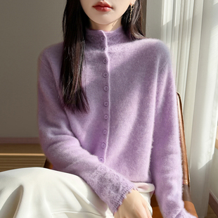 镂空羊绒衫女士开衫排扣毛衣秋冬新款加厚针织衫百搭打底羊毛外套