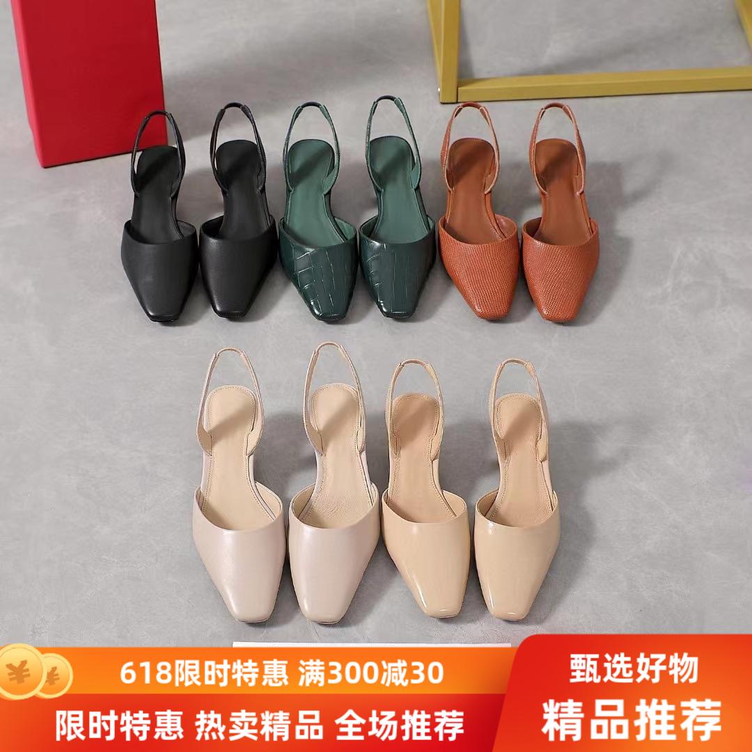 2025软底新款ins女鞋包头女时尚百搭方头凉拖鞋粗跟11AM空真皮