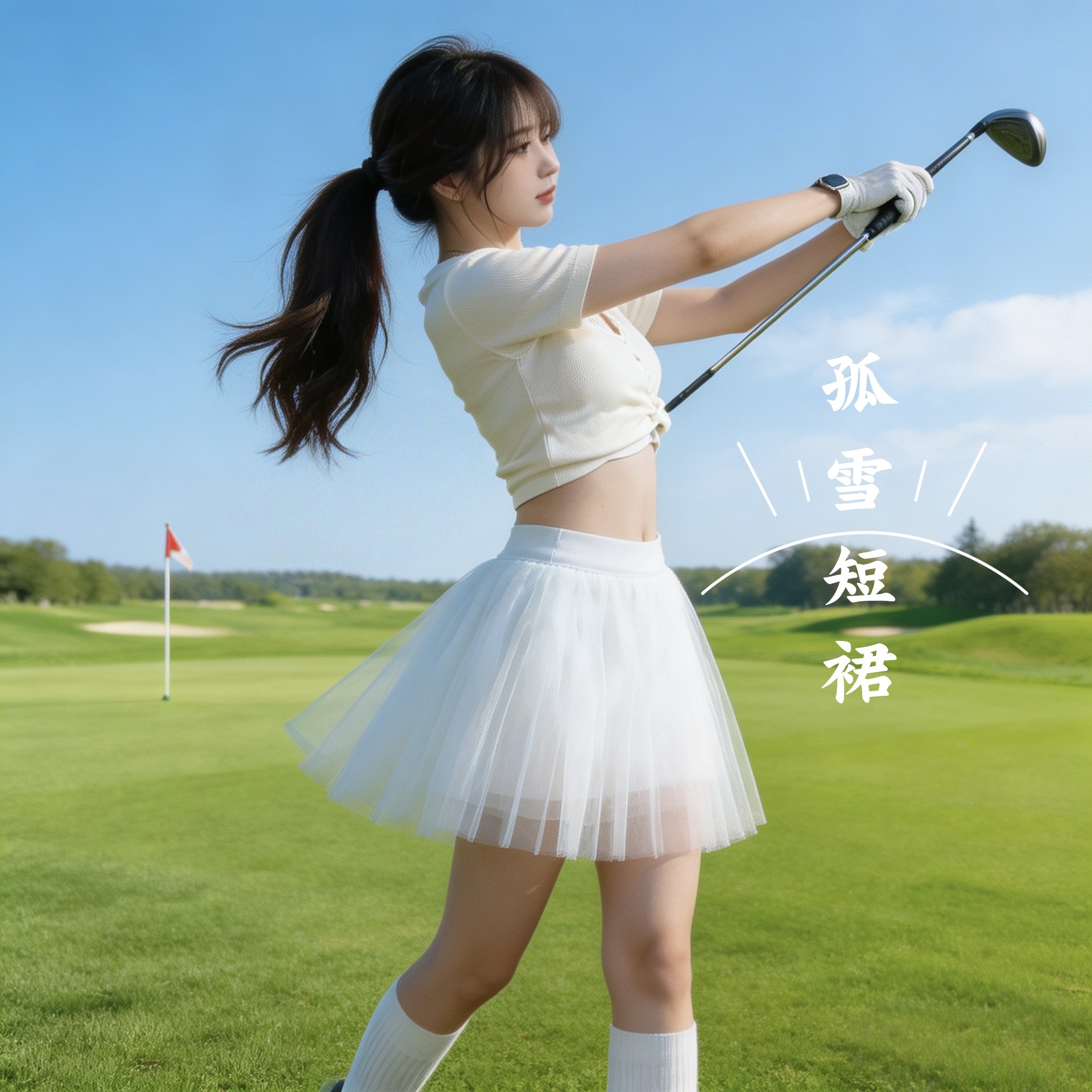 松紧腰网纱拼接蓬蓬短裙子女夏季小个子百搭显瘦防走光a字半身裙