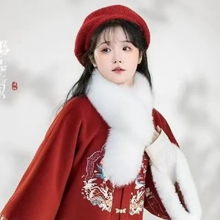 原创设计保暖加厚围巾仿狐狸毛围脖淑女秋冬新款纯色毛领子双面毛