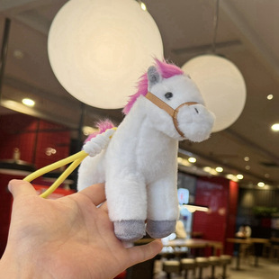 可爱仿真小白马公仔挂件毛绒玩具黑色小马驹生肖马年吉祥物玩偶