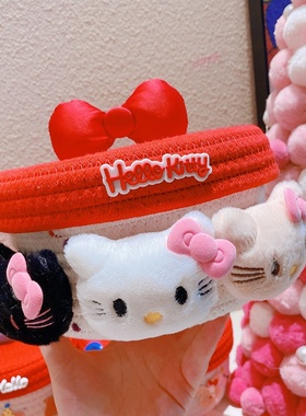 HD10164A06蝴蝶结猫咪红色喜庆收纳桶桌面家具卧室杂物零食收纳