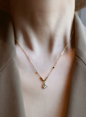 ZOXI轻奢小众灵动蝴蝶项链不掉色