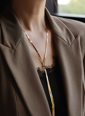 ZOXI2025新款网红爆款长款蛇骨链秋冬毛衣链轻奢小众项链不掉色女