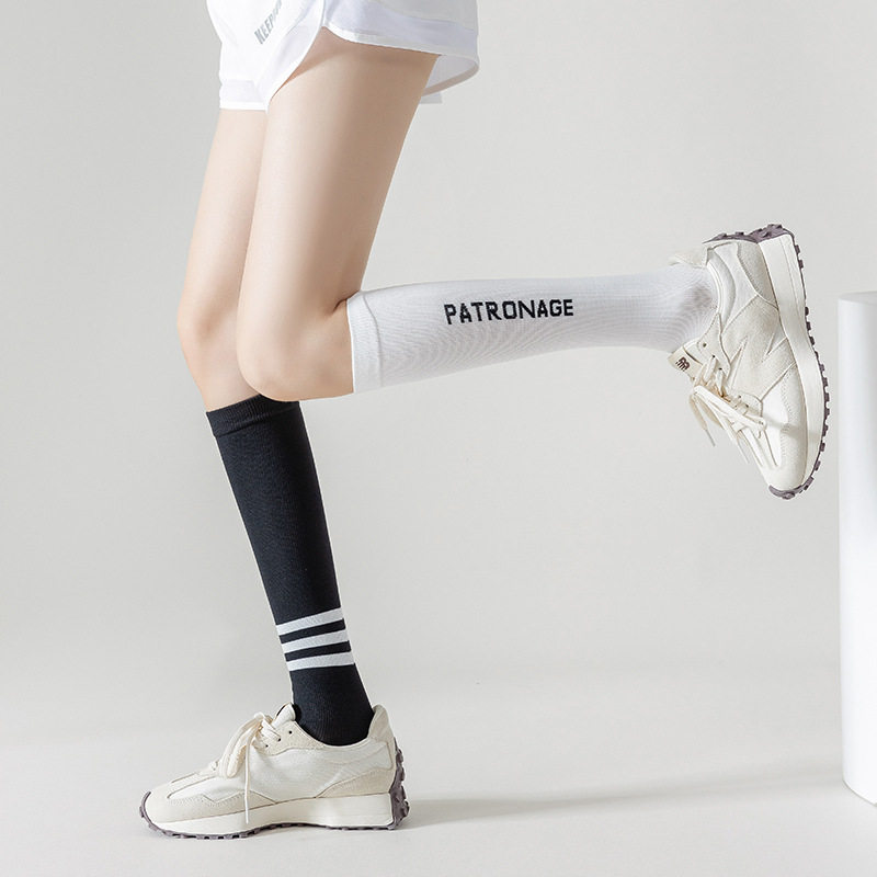 刘畊宏同款袜子女中筒袜春夏季薄款压力显瘦小腿袜微压健身及膝袜