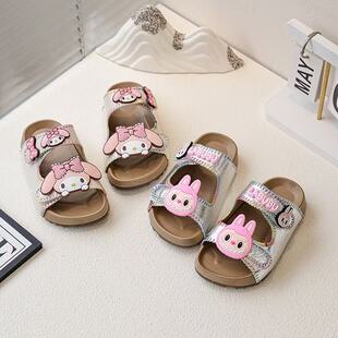 拉布布女童拖2025夏季新款鞋外穿女孩时尚凉拖外出防滑软底凉拖鞋