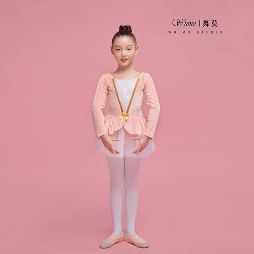 儿童舞蹈服秋冬女孩跳舞连体长袖