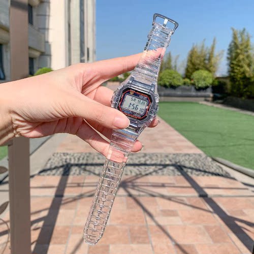 适用g-shock小方块卡西欧手表壳替换DW5600/5610透明柔软彩色套壳