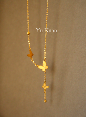 不掉色14k包金设计师金色蝴蝶