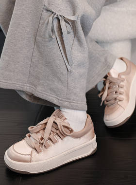 【清仓特价 不退换】MenTa玫瑰 厚底缎面板鞋女低帮休闲面包鞋