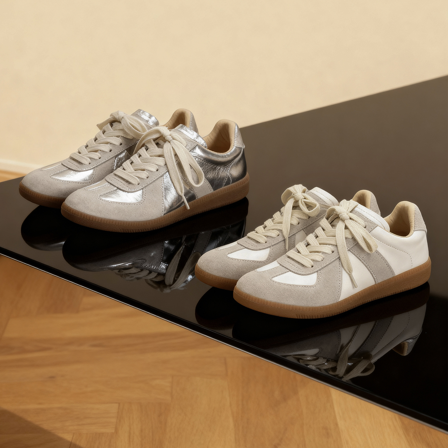 冉言2025超正版~牛皮增高运动休闲慢跑德训板鞋女小白鞋