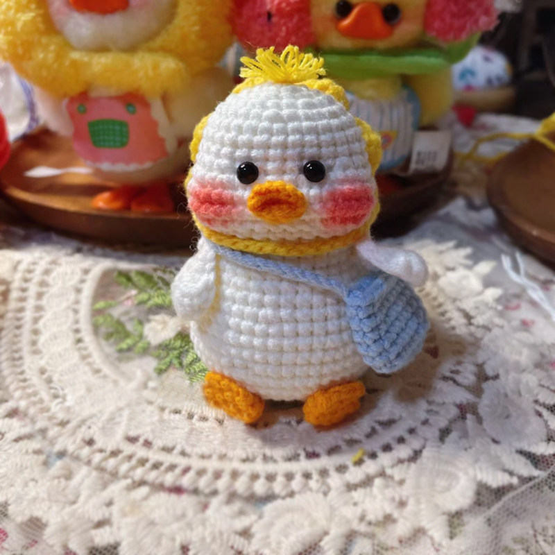 당신을 사랑합니다 오리 봄 나들이 오리 뜨개질 양모 DIY 인형 손으로 짠 소재 가방 펜던트 키 체인 DIY 선물