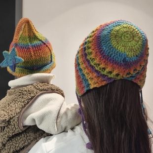 雪妃尔手编8股段染线diy手工水母帽精灵帽子怪兽包编织钩针钩织