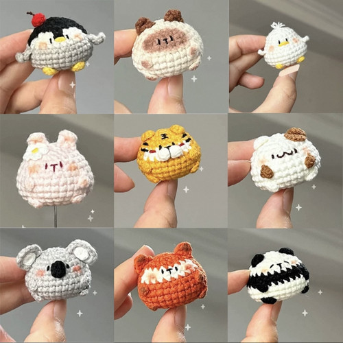 情侣包挂件小鼻嘎熊猫小兔钩针毛线钩织DIY玩偶钥匙扣材料包钩织