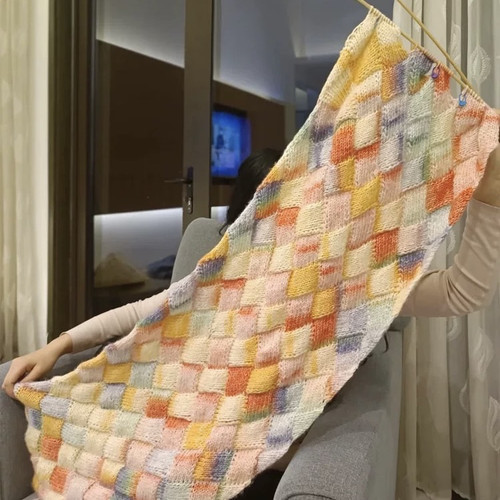 彩色渐变自制围巾diy手工编织围脖针织手织材料包送女友礼物闺蜜