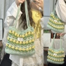 包包钩针手工编织材料包郁金香空心纱网兜包圆股纱空心线毛线diy