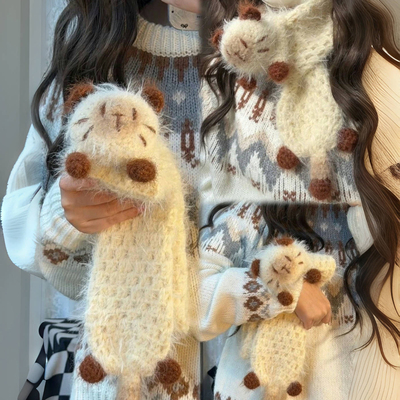 材料包暹罗猫踏雪围巾毛线手工diy编织云朵棉围脖钩织送男女友