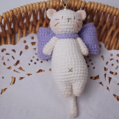 毛线钩针汤姆梦中情猫鱼帽子猫咪包挂件钥匙扣手工编织diy材料包