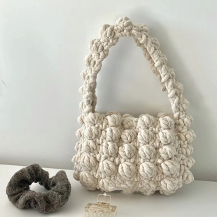 冰条粗毛线钩针云朵包包手工编织diy材料包手工自制单肩包腋下包