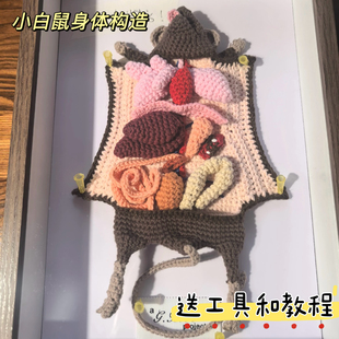 编织创意解剖小白鼠玩偶diy自制材料包毛线钩针钩织自制手工礼物