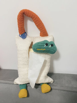 手工diy材料包毛线钩针编织鳄鱼车载纸巾盒自制抽纸袋餐巾容纳袋