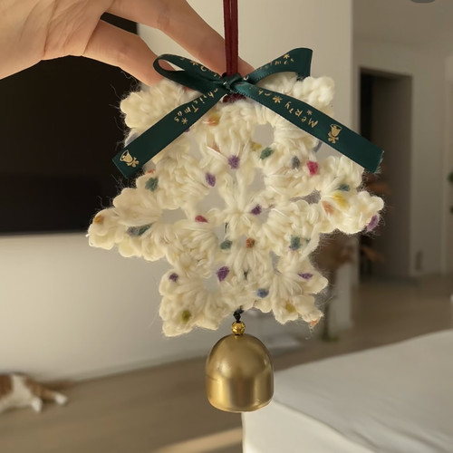 手工diy编织雪花车挂材料包毛线钩织成品挂件送男女朋友好运装饰