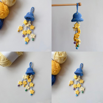 铃铛星星风铃落凡尘星星挂件毛线手工毛线钩针钩织diy材料包自制