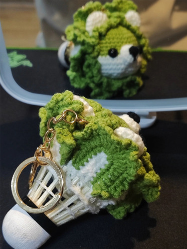 菜狗羽毛球diy材料包手工自制包包挂件毛线钩针钥匙扣送球搭子礼