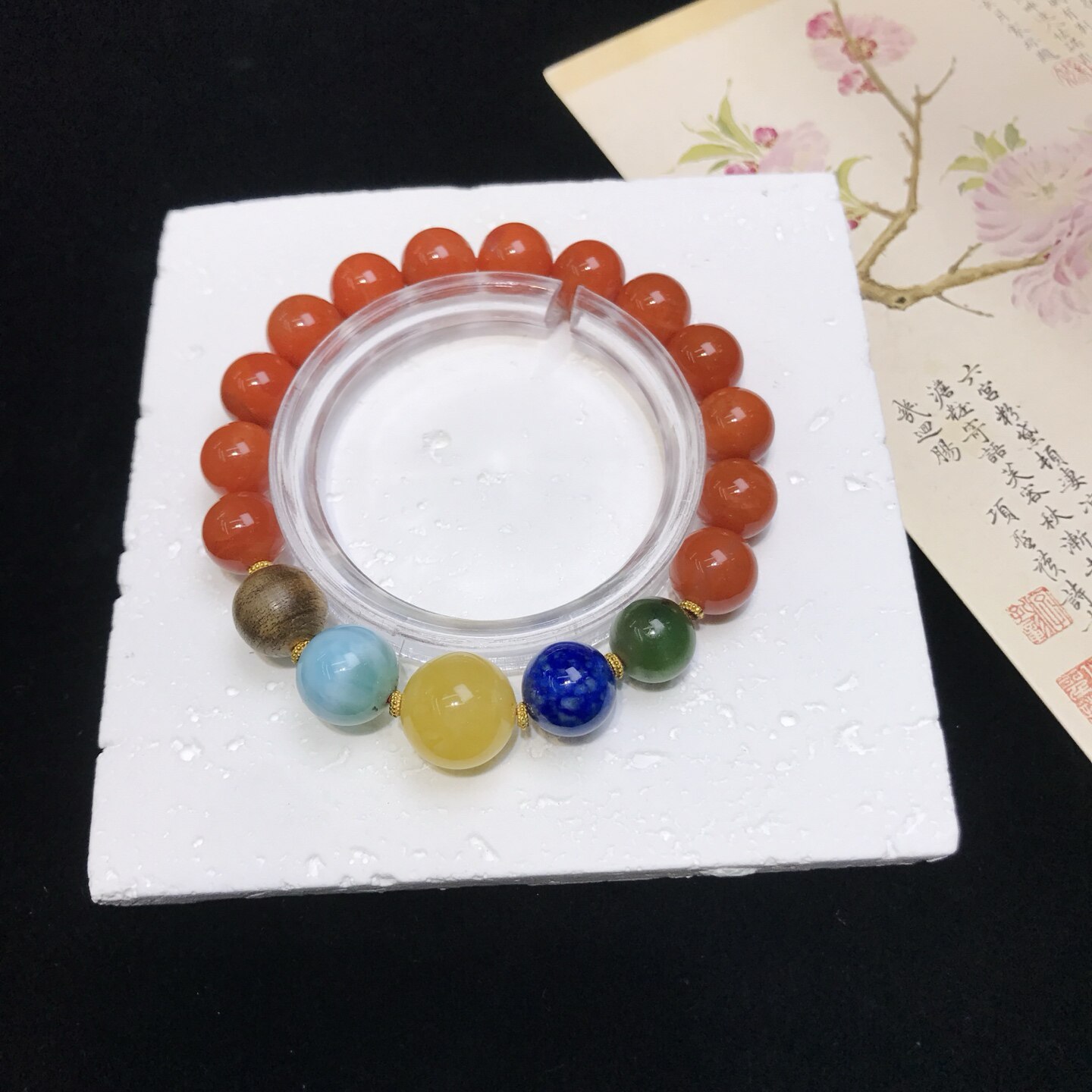 天然南红清新彩虹配色手链串女