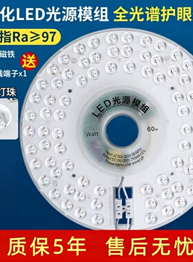 LED全光谱吸顶灯 卧室护眼风扇灯超亮替换 圆形模组 改造灯芯光源