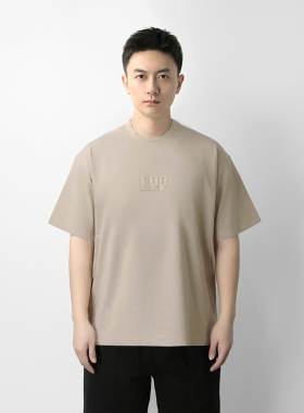 百机32S小领口t恤245g短袖男宽松夏季简约女打底衫立体logo基础款