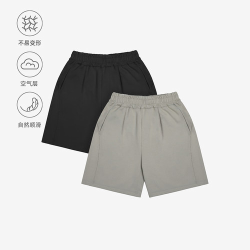 百机【云感系列】宽松短裤男夏季松紧腰宽松休闲裤美式运动短卫裤