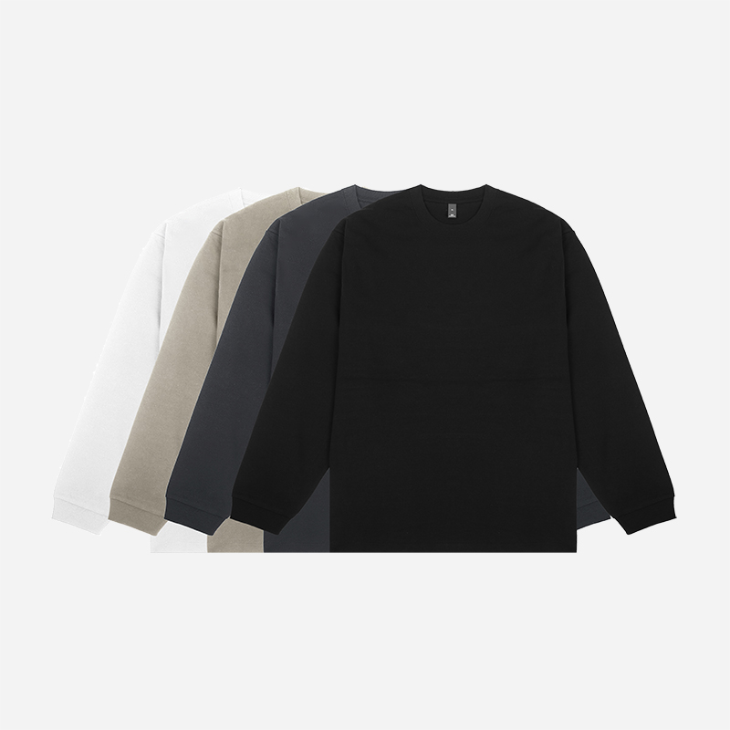 百机260G小领口宽松长袖T恤