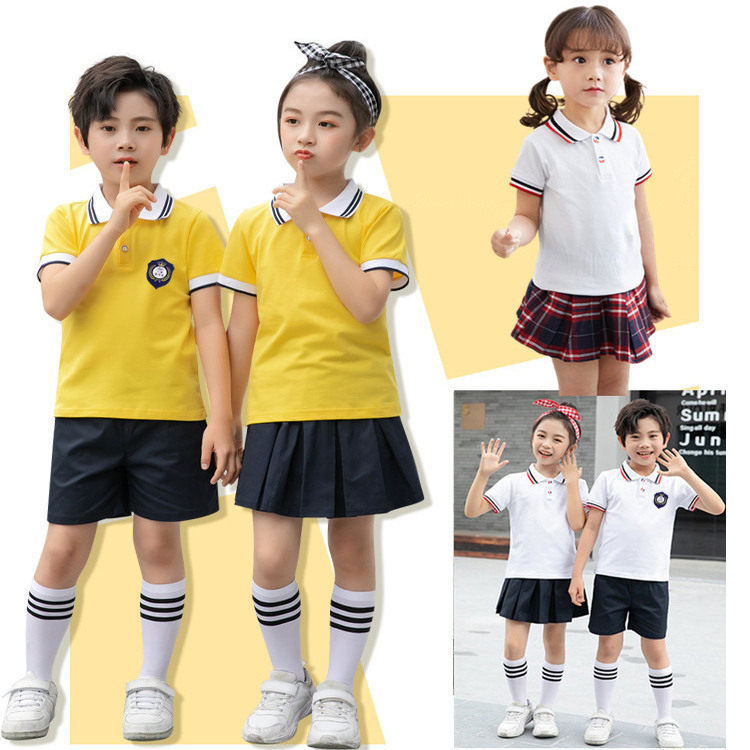 小学生班服运动会黄短袖校服幼儿园园服白套装短裤男短裙女儿童装