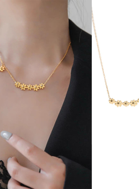 钛钢锁骨链女太阳花小众项链