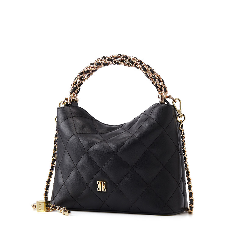 ELLE女包新款包包菱格链条手提包小香风高级感单肩斜挎包小包