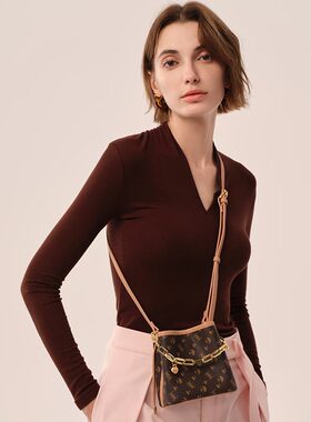 ELLE女包新款E趣老花系列链条小水桶小福袋钥匙包mini斜挎包