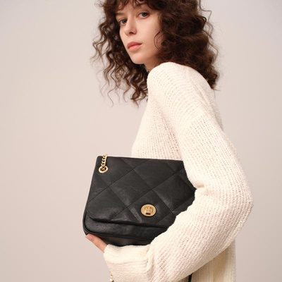 ELLE新款菱格链条包单肩斜挎包