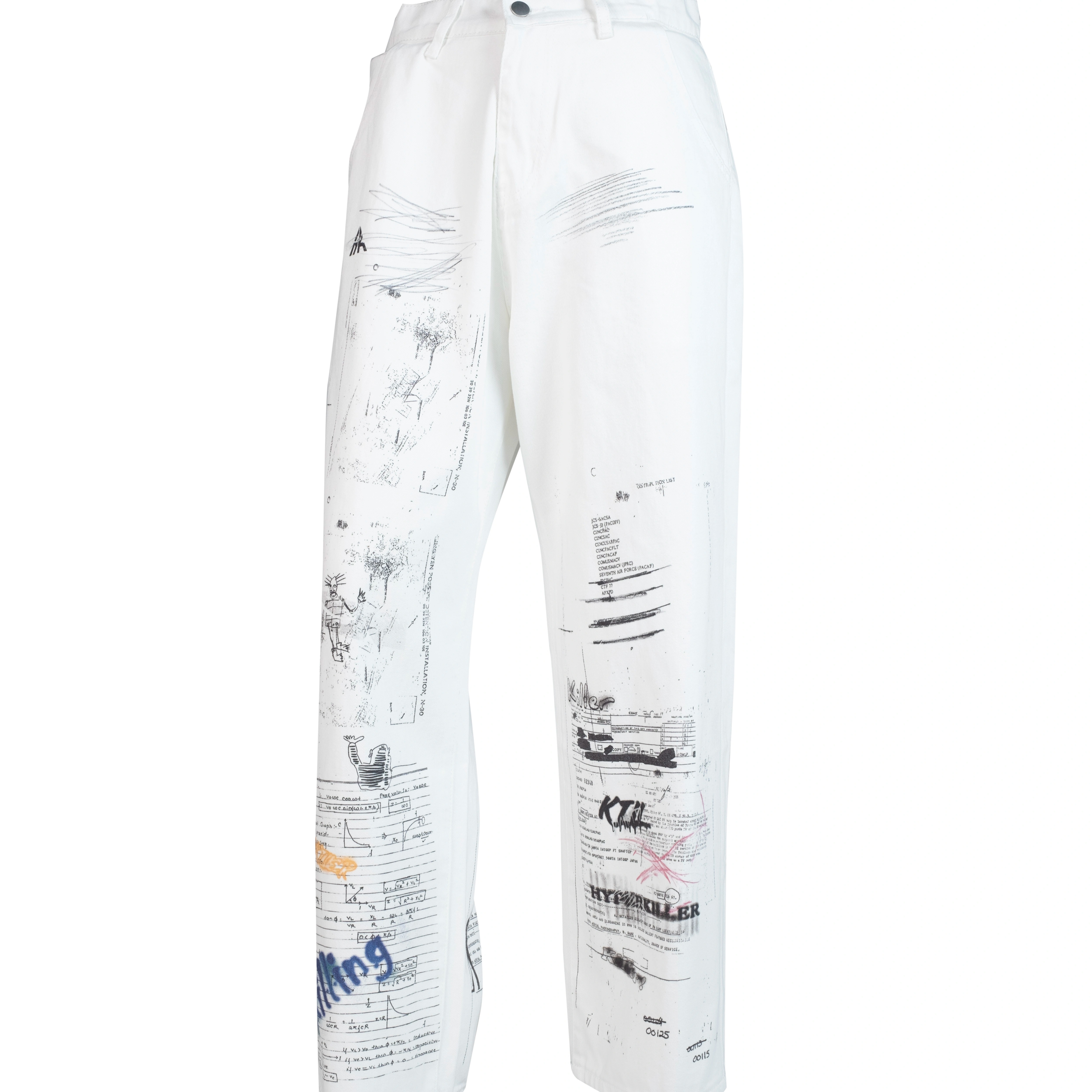 HYPERKILLER李峙锦白涂鸦牛仔裤