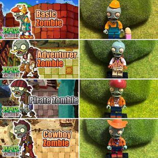 鹊城百货-植物大战僵尸-兼容乐高拼插公仔儿童节海盗失落牛仔僵尸
