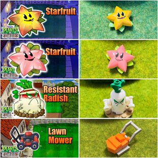 鹊城百货-植物大战僵尸-兼容乐高拼插公仔天使星星果白萝卜割草机