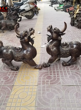 大号黄铜双头兽铜貔貅摆件